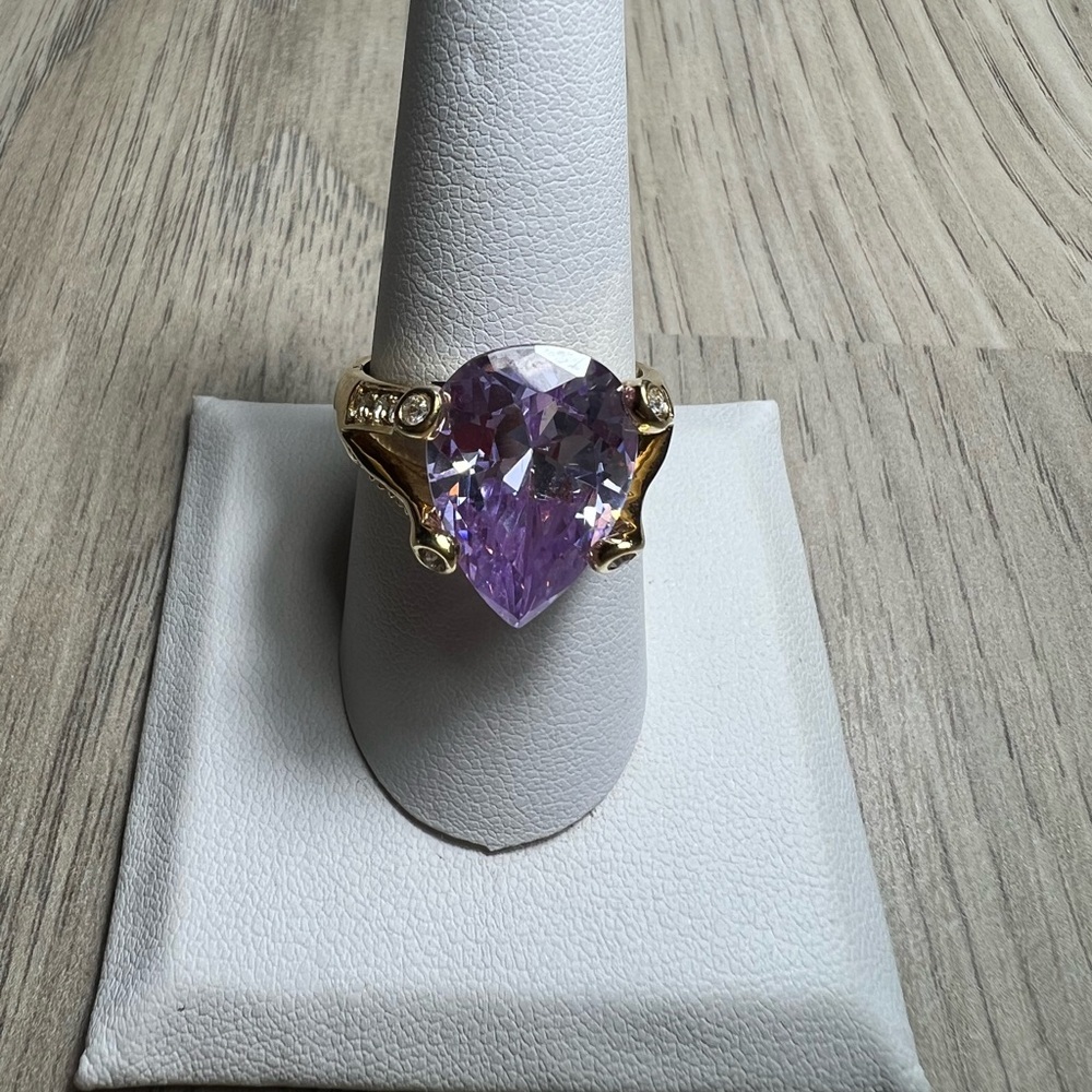 Nolan Miller Glamour Collection Faux Morganite Pear Shaped Ring Size 9
